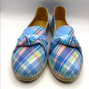 Talbots NWOT Plaid Espadrille Flats - Blue and Pink 9m